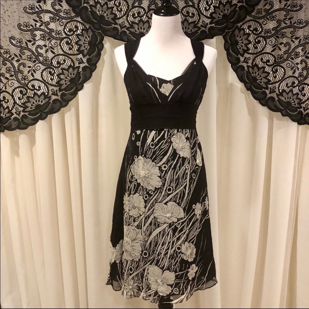 WHBM Beaded Silk Sleeveless Floral Dress Size 2
